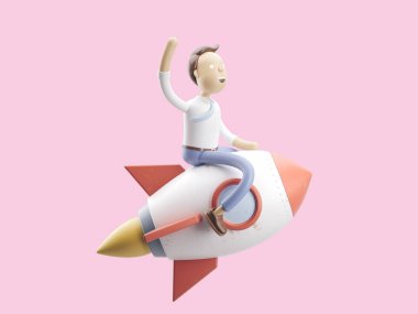 3D çizim. İşadamı Jimmy bir başlangıç yaşam şekillendiriyor..