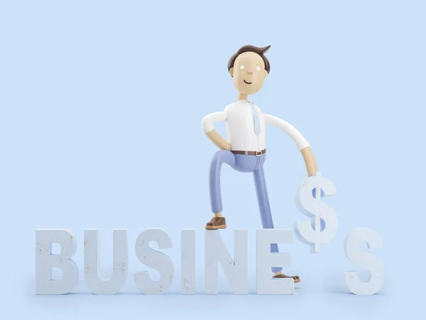 Ilustração 3d. Empresário Jimmy dirige um negócio . — Fotografia de Stock