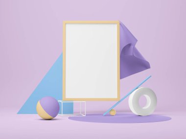 Poster çerçevesi Mockup. 3D çizim