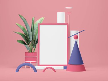 Poster çerçevesi Mockup. 3D çizim