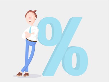 Vektör çizim. İşadamı Jimmy ve indirimli.