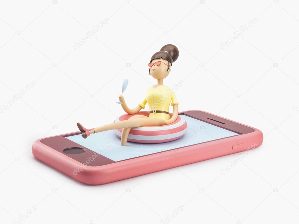 3d illustration. Concept rest in the phone