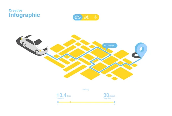 Vector Illustration Dashboard Theme Creative Infographic City Map Navigation — Stock Vector