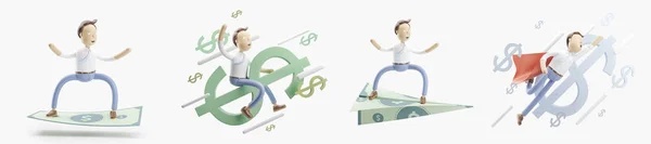 Serie di illustrazione 3d. concetto di trasferimento di denaro . — Foto Stock