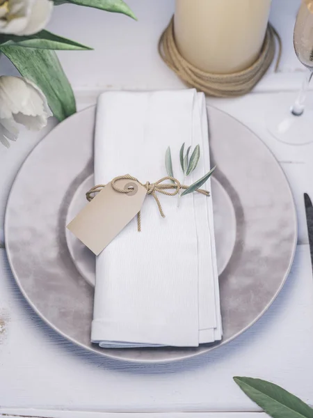 Wedding table setting. Place card mockup.