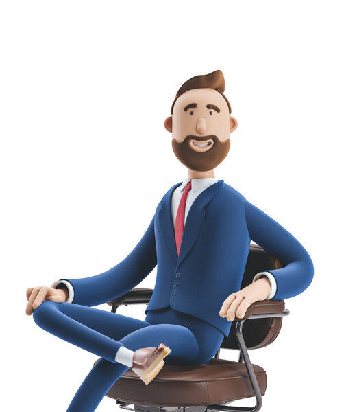 3d illustration. Portrait of a handsome businessman sitting on office chair