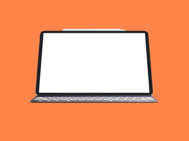 Renk arka planda boş ekran tablet. Yalıtılmış iPad. 