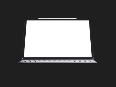 Siyah arka planda boş ekran tablet. Yalıtılmış iPad. 