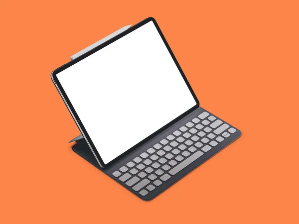 Leerer Bildschirm Tablette auf farbigem Hintergrund. Isoliertes iPad. — Stockfoto
