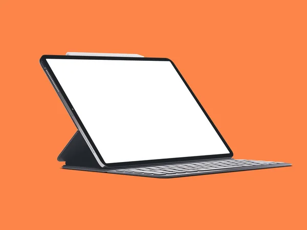Leerer Bildschirm Tablette auf farbigem Hintergrund. Isoliertes iPad. — Stockfoto