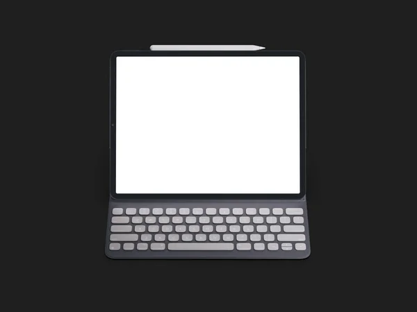 Blank screen tablet on black background. Isolated ipad. — Stock Photo, Image