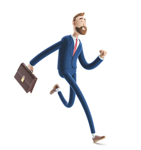 3d illustration.Businessman Billy con un caso en ejecución . — Foto de Stock