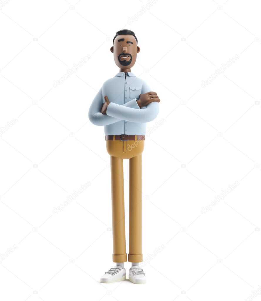 3d illustration. Businessman Stanley stand on white background.