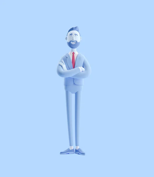 3d illustration. Portrait of a handsome businessman. Businessman Billy in blue color.