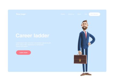 3d illüstrasyon. Yakışıklı bir işadamı Billy'nin portresi. Web banner, başlangıç sitesi sayfası, infographics, kavram.