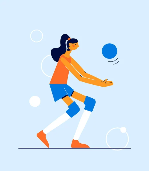 Modern vector sport illustration. Girl playing volleyball. — Stock Vector