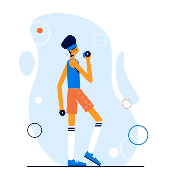 Современная векторная спортивная иллюстрация. Девушка занимается гимнастикой дома. — стоковый вектор