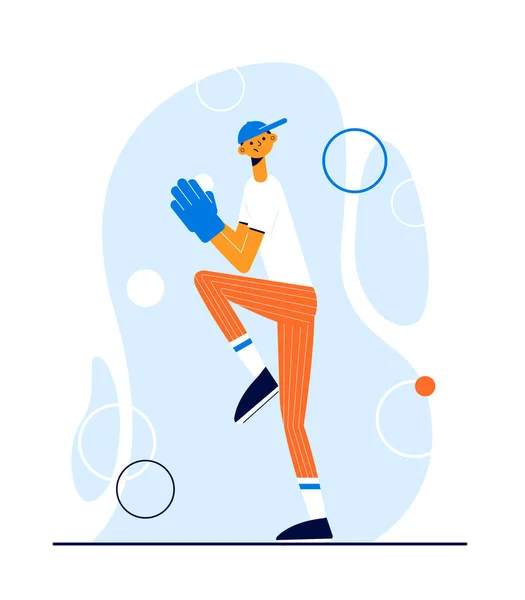 Nadhazovač. Moderní vektorová sportovní ilustrace. Baseball hráč házení míč. — Stockový vektor