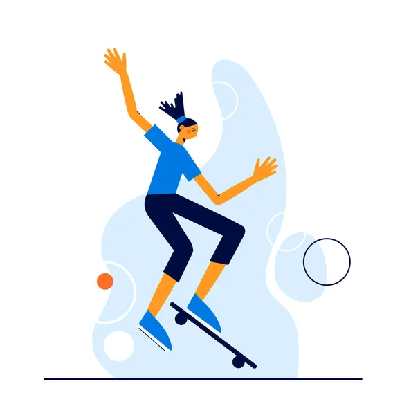 Moderní vektorová sportovní ilustrace. Dívka skákání na skateboardu. — Stockový vektor