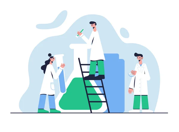 Vector illustration. Medical concept. Doctors experimenting in the laboratory. — Stock Vector