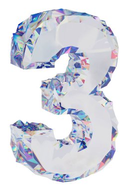 Elmas sayısı üzerinde beyaz artalanları izole 3. Parlak rakamı. 3D çizim 