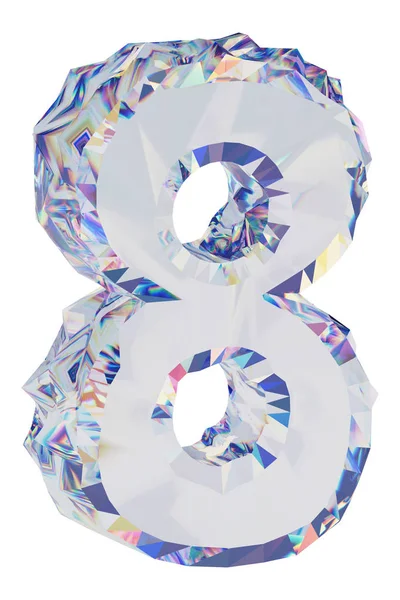 Elmas sayı üzerinde beyaz artalanları izole 8. Parlak rakamı. 3D çizim 