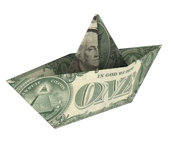 Pengar Origami Företag Eller Ekonomi Koncept Pappersbåt För Dollarsedlar Illustration — Stockfoto