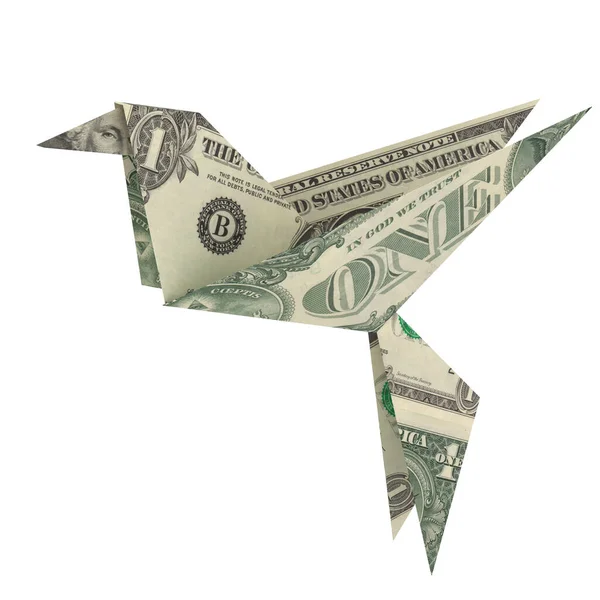 Dinero Origami Negocio Concepto Economía Pájaro Del Dólar Hecho Billete — Foto de Stock