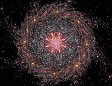 Konuyla ilgili soyut fraktal formlar grafik tasarım ve nükleer fizik bilim parçacıkların. Geometri kutsal fütüristik kuantum dijital hologram doku geliştirme dalga gerçeküstü tasarım.