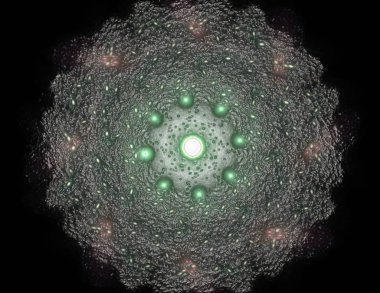 Konuyla ilgili soyut fraktal formlar grafik tasarım ve nükleer fizik bilim parçacıkların. Geometri kutsal fütüristik kuantum dijital hologram doku geliştirme dalga gerçeküstü tasarım.
