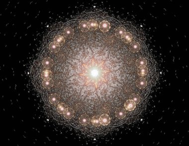 Konuyla ilgili soyut fraktal formlar grafik tasarım ve nükleer fizik bilim parçacıkların. Geometri kutsal fütüristik kuantum dijital hologram doku geliştirme dalga gerçeküstü tasarım.