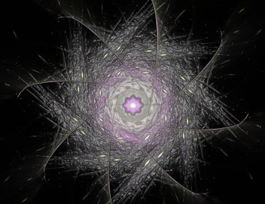 Konuyla ilgili soyut fraktal formlar grafik tasarım ve nükleer fizik bilim parçacıkların. Geometri kutsal fütüristik kuantum dijital hologram doku geliştirme dalga gerçeküstü tasarım.