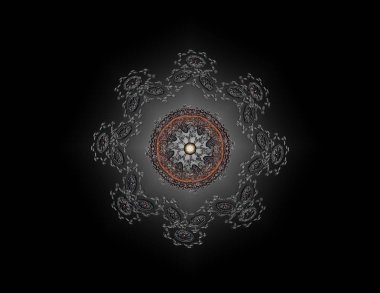 Dantelli renkli saat desen. Dijital fractal sanat tasarım. Kutsal semboller işaretler geometrisi soyut tasarım. Astroloji simya sihirli tasarımlar. Geometrik sarmal. Soyut renkli fraktal doku.