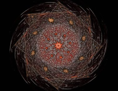 Konuyla ilgili soyut fraktal formlar grafik tasarım ve nükleer fizik bilim parçacıkların. Geometri kutsal fütüristik kuantum dijital hologram doku geliştirme dalga gerçeküstü tasarım.