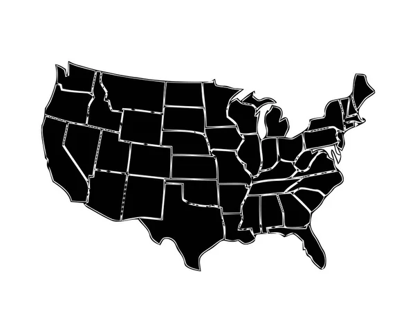 Mapa Dos Eua Com Estados Isolados Sobre Fundo Branco Mapa —  Vetores de Stock