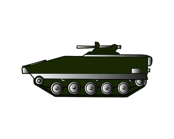 Military Tank Isolated White Armoured Fighting Vehicle Designed Front Line — Stock Vector