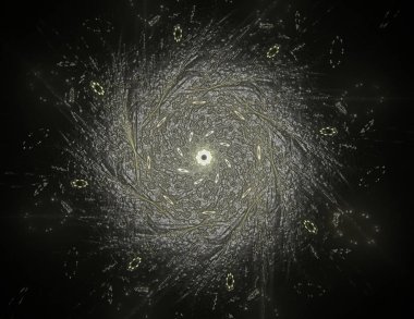 Konuyla ilgili soyut fraktal formlar grafik tasarım ve nükleer fizik bilim parçacıkların. Geometri kutsal fütüristik kuantum dijital hologram doku geliştirme dalga gerçeküstü tasarım.