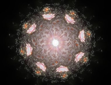 Konuyla ilgili soyut fraktal formlar grafik tasarım ve nükleer fizik bilim parçacıkların. Geometri kutsal fütüristik kuantum dijital hologram doku geliştirme dalga gerçeküstü tasarım.