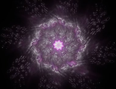 Soyut fraktal kırmızı arka plan ile kesişen daireler ve oval. disko ışıkları. Hareket illüstrasyon.