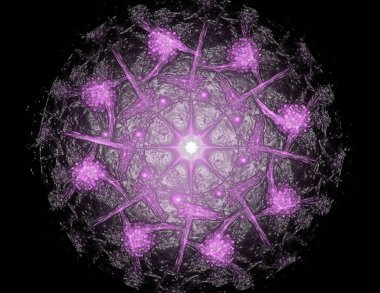 Konuyla ilgili soyut fraktal formlar grafik tasarım ve nükleer fizik bilim parçacıkların. Geometri kutsal fütüristik kuantum dijital hologram doku geliştirme dalga gerçeküstü tasarım.