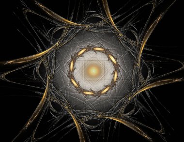 Konuyla ilgili soyut fraktal formlar grafik tasarım ve nükleer fizik bilim parçacıkların. Geometri kutsal fütüristik kuantum dijital hologram doku geliştirme dalga gerçeküstü tasarım.