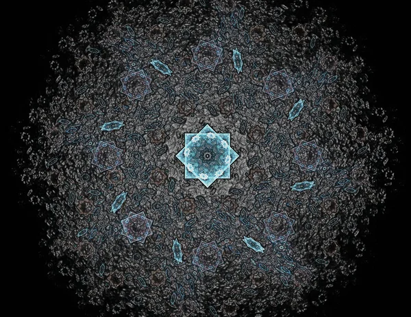 核物理学とグラフィック デザインのテーマに抽象的なフラクタル形態の粒子 ジオメトリ神聖な未来量子デジタル ホログラム テクスチャ開発波シュールなデザインで — ストック写真