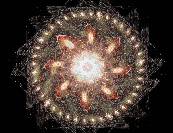 Dantelli renkli saat desen. Dijital fractal sanat tasarım. Kutsal semboller işaretler geometrisi soyut tasarım. Astroloji simya sihirli tasarımlar. Geometrik sarmal. Soyut renkli fraktal doku.