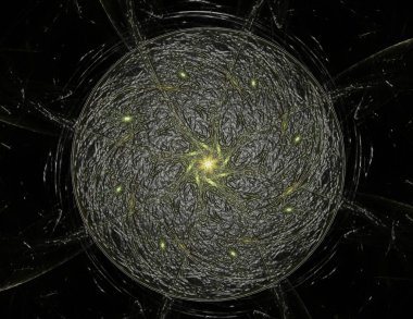 Konuyla ilgili soyut fraktal formlar grafik tasarım ve nükleer fizik bilim parçacıkların. Geometri kutsal fütüristik kuantum dijital hologram doku geliştirme dalga gerçeküstü tasarım.
