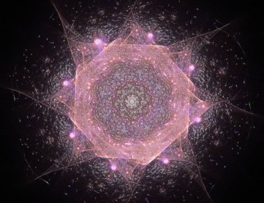 Konuyla ilgili soyut fraktal formlar grafik tasarım ve nükleer fizik bilim parçacıkların. Geometri kutsal fütüristik kuantum dijital hologram doku geliştirme dalga gerçeküstü tasarım.