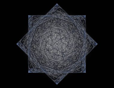 Soyut fraktal kırmızı arka plan ile kesişen daireler ve oval. disko ışıkları. Hareket illüstrasyon.