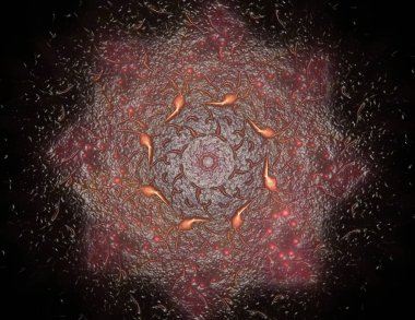 Renkli parlak nöron fraktal