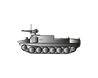 Askeri tank üzerinde beyaz izole. Zırhlı savaş aracı ile yüksek ateş gücüne, cephe savaş için parça iyi savaş manevra kabiliyeti sağlayan güçlü zırh, tasarlanmış. Düz stil vektör