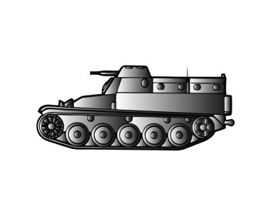 Askeri tank üzerinde beyaz izole. Zırhlı savaş aracı ile yüksek ateş gücüne, cephe savaş için parça iyi savaş manevra kabiliyeti sağlayan güçlü zırh, tasarlanmış. Düz stil vektör