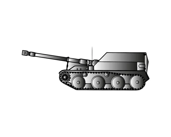 军用坦克被隔离在白色 为前线作战设计的装甲战斗车辆 具有重型火力 坚固的装甲 轨道提供良好的战场机动性 平型矢量 — 图库矢量图片